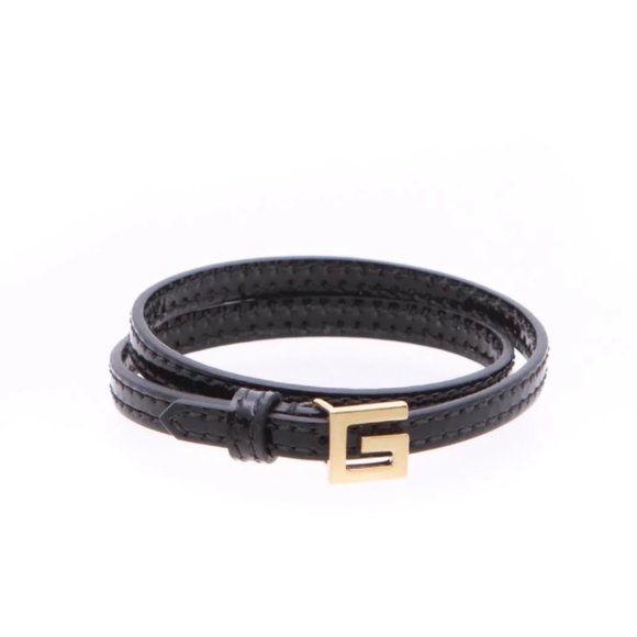 - Gucci Black Leather Choker with Gold Square Logo NEW IN BOX - Picture 1 of 4